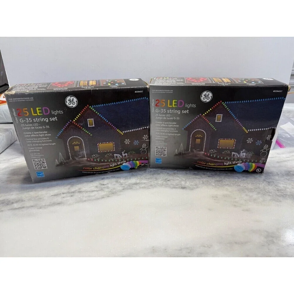 GE Color Effects 25 LED Lights Set Light Show Color Changing 2 Box Christmas